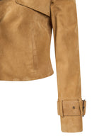 Portofino Woman Camel Suede Leather Jacket | Derimod