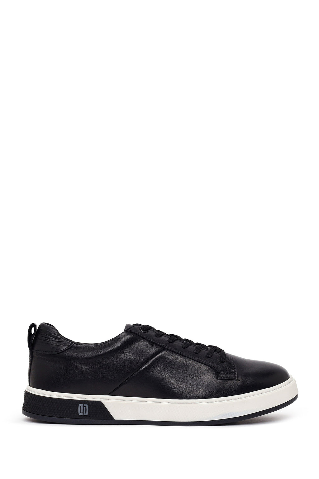 Erkek Siyah Bağcıklı Deri Sneaker