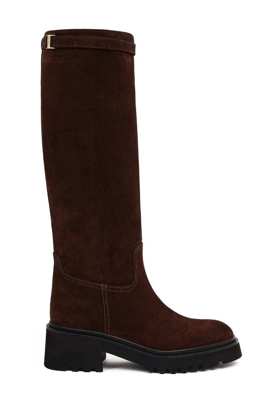 Women's Brown Zip-Up Chunky Sole Suede Leather Boots 25WFD102010 | Derimod