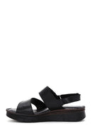 Kadın Siyah Deri Comfort Sandalet | Derimod