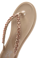 Women's Beige Flip Flops with Stones Jelly Slippers | Derimod