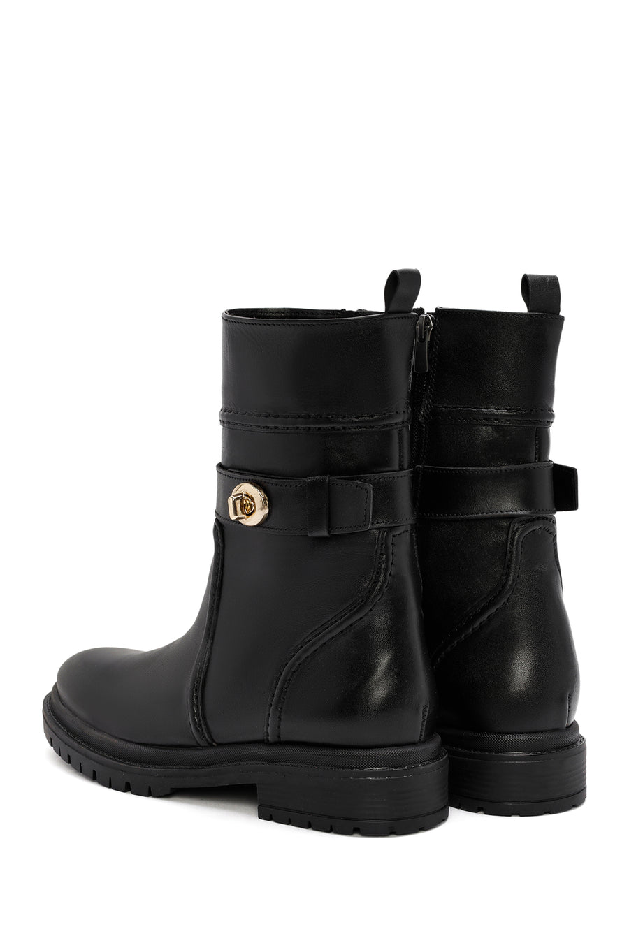 Women's Black Zippered Leather Boots