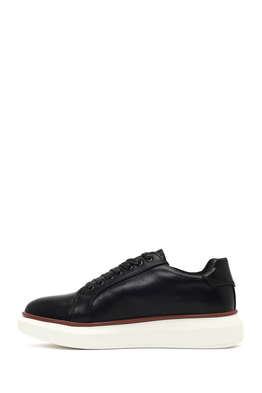 Men's Black Lace-Up Thick-Soled Sneaker