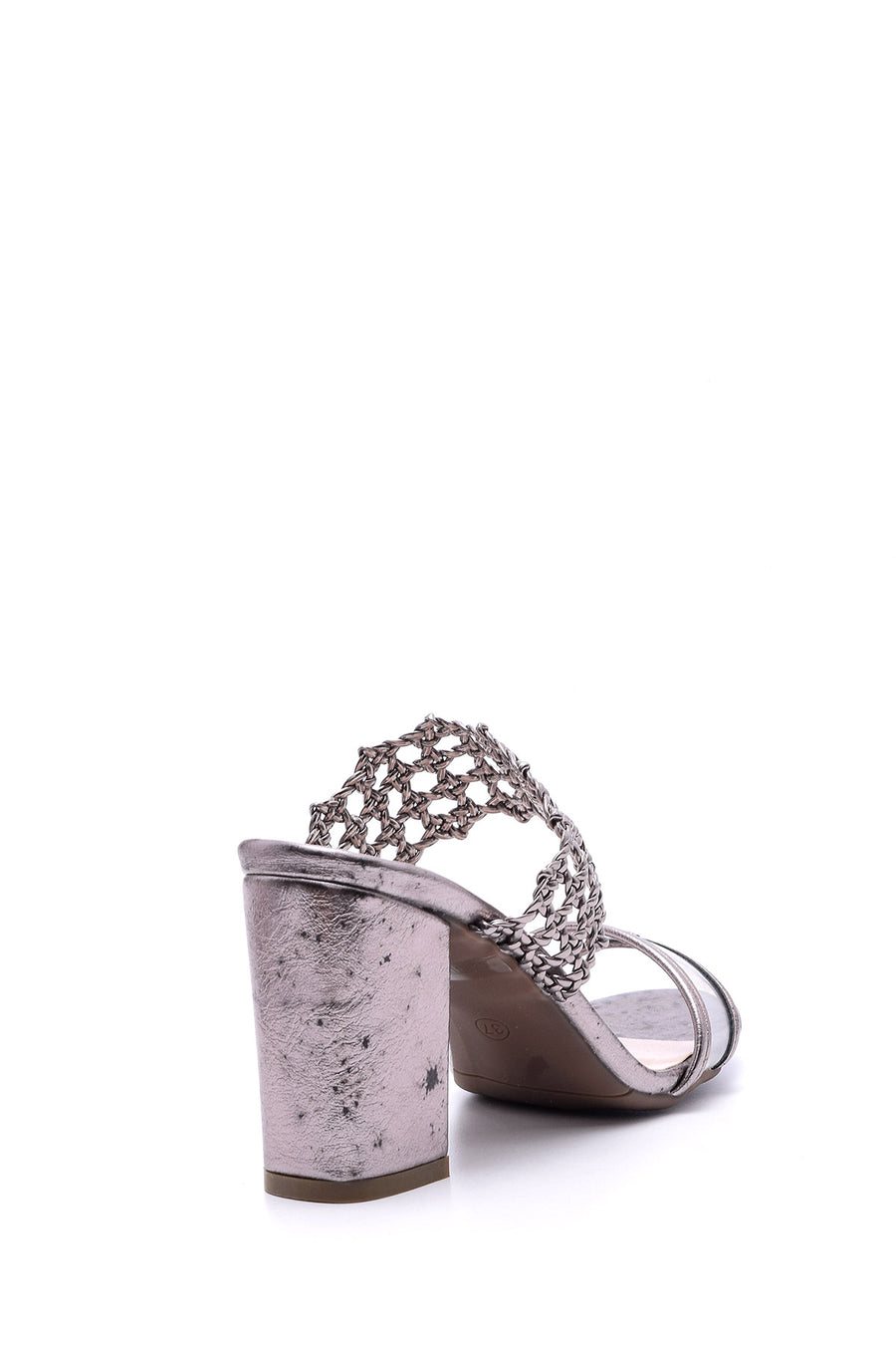 Women's Silver Transparent Detailed Heeled Slippers
