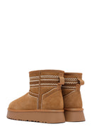 Women's Camel Thick-Soled Suede Leather Teddy Boot | Derimod