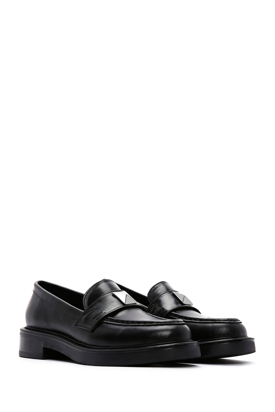 Women's Black Leather Masculine Casual Loafer