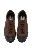 Erkek Kahverengi Bağcıklı Nubuk Deri Sneaker | Derimod