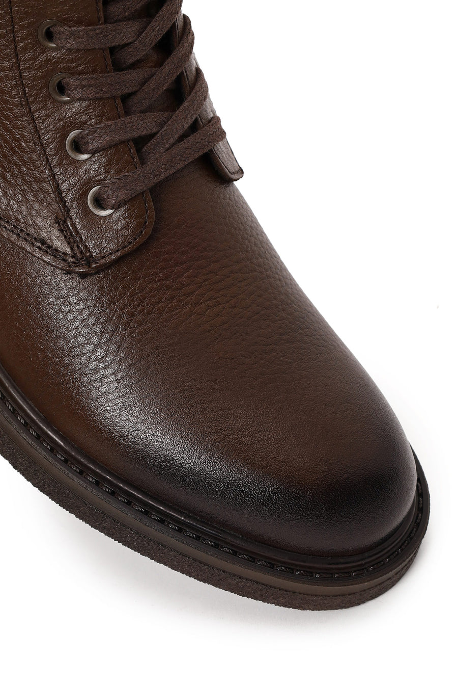 Male Brown Lace-up Zip Closure Leather Boots