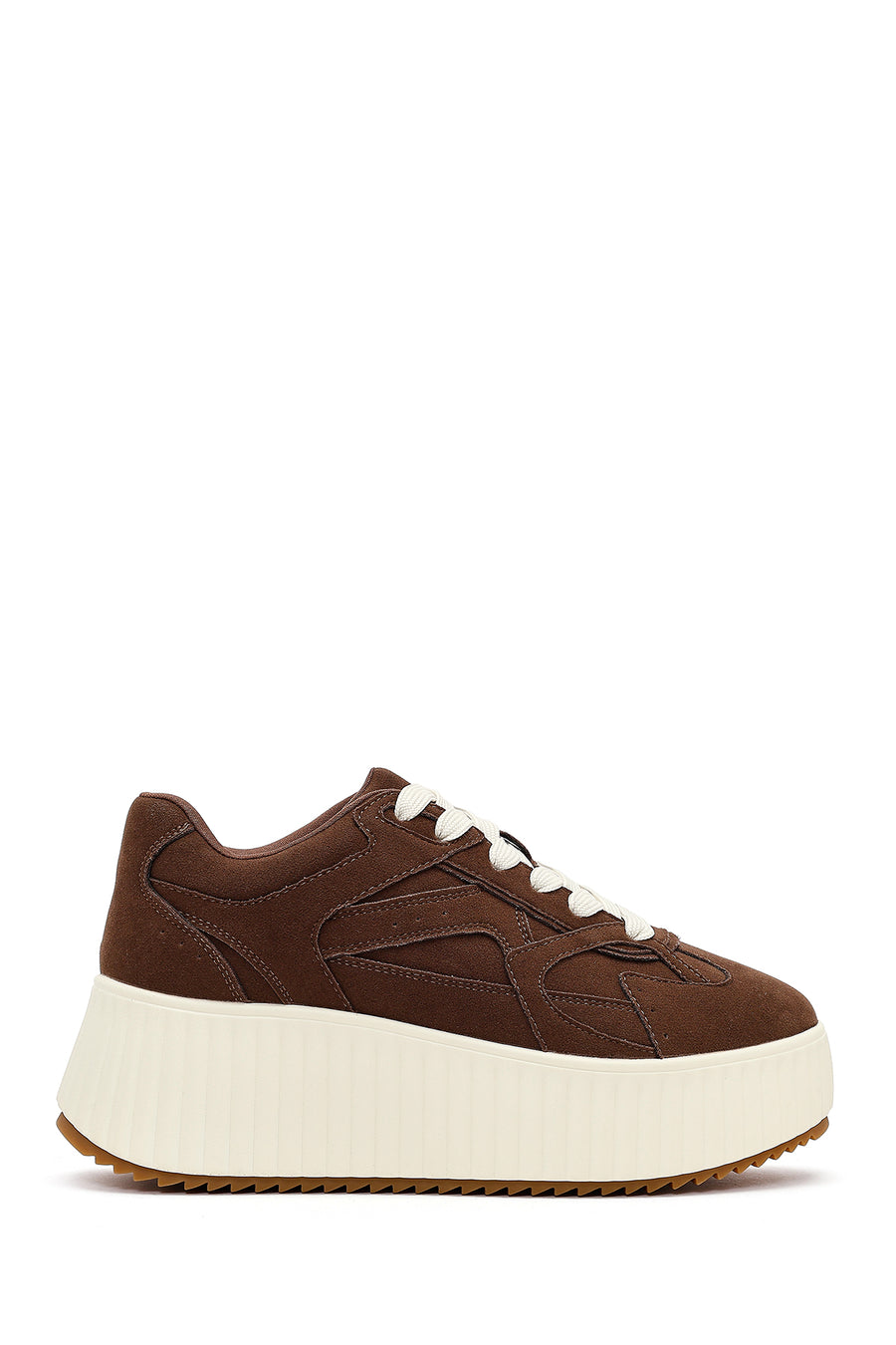 Kadın Kahverengi Bağcıklı Kalın Tabanlı Süet Sneaker AF520006SS | Derimod