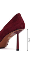 Woman Burgundy Thin-Heeled Suede Stiletto | Derimod