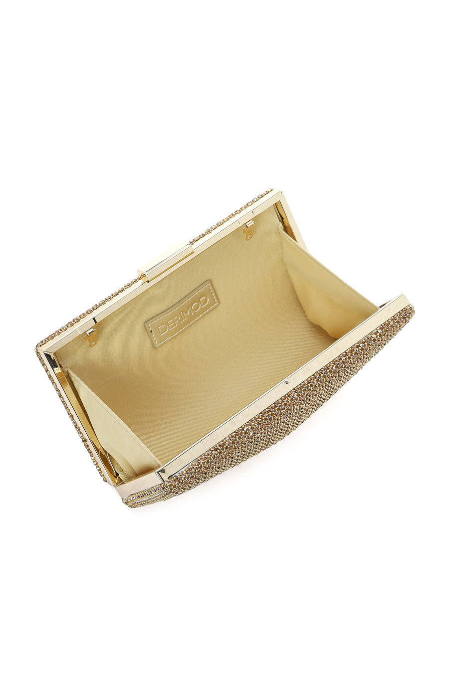 Women's Gold Long Strap Stone Mini Clutch Bag