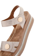 Women's Gold Ankle Strap Thick Soled Metallic Sandals | Derimod