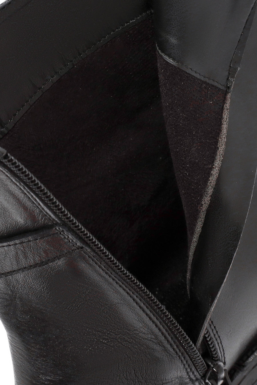 Women's Black Zippered Buckle Detailed Leather Boots