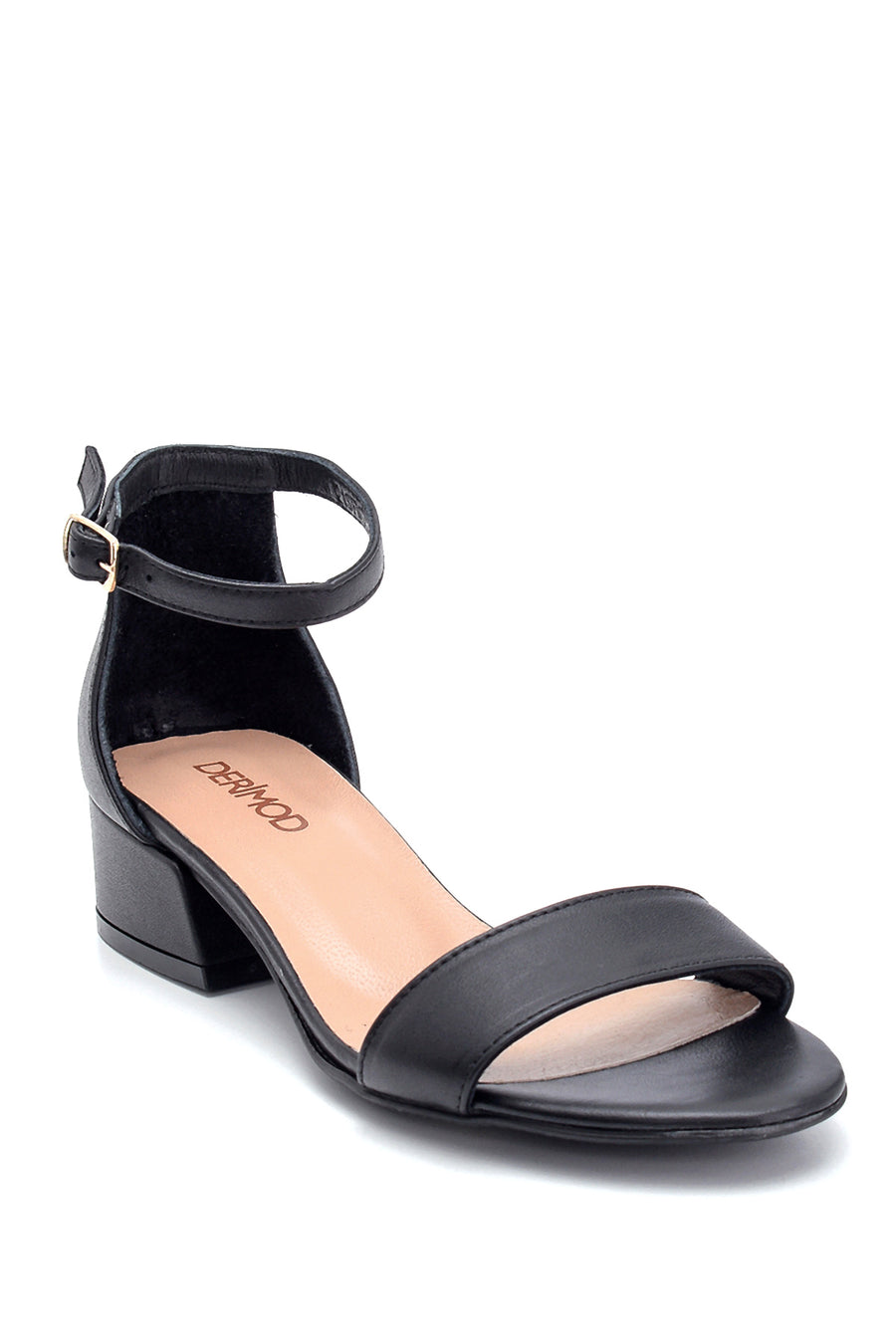 Women's Short Heeled Leather Sandals