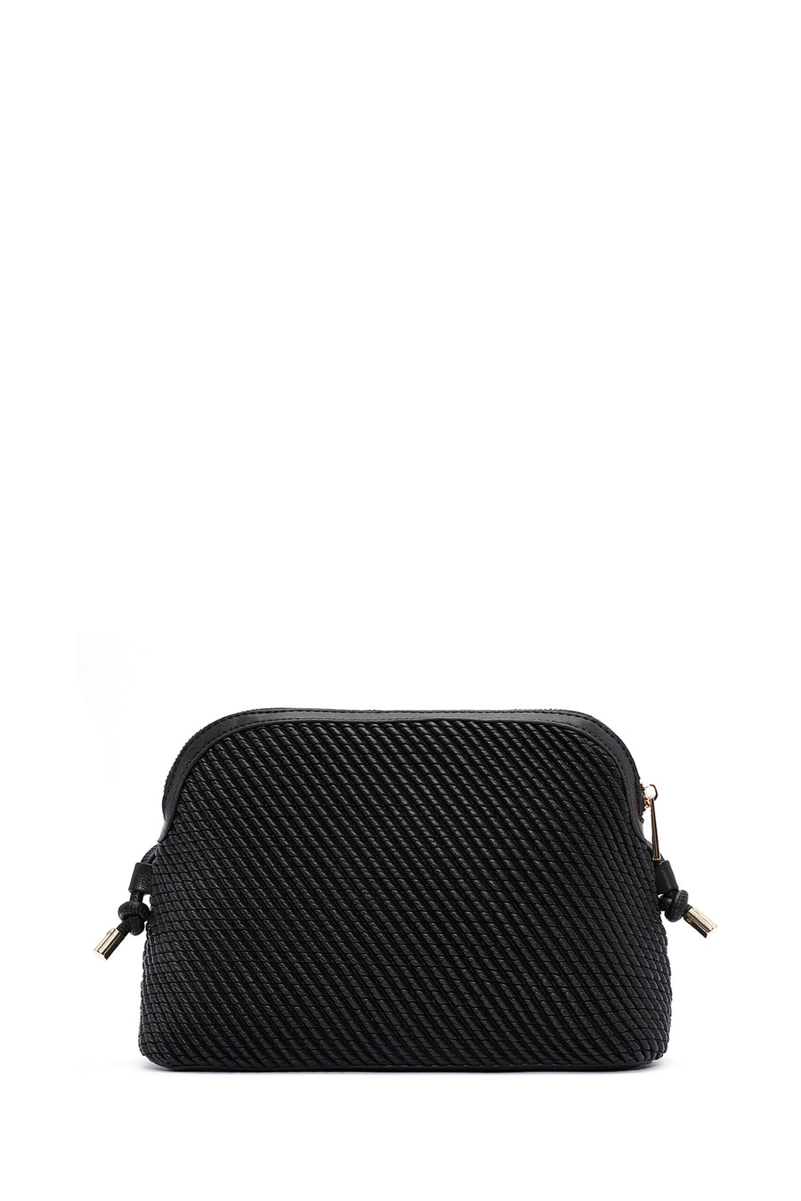 Women's Black Long Strap Quilted Patterned Crossbody Bag