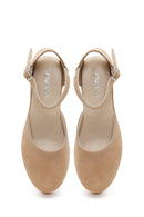 Women's Mink Ankle Strap Wedge Heel Suede Leather Espadrille Sandals | Derimod