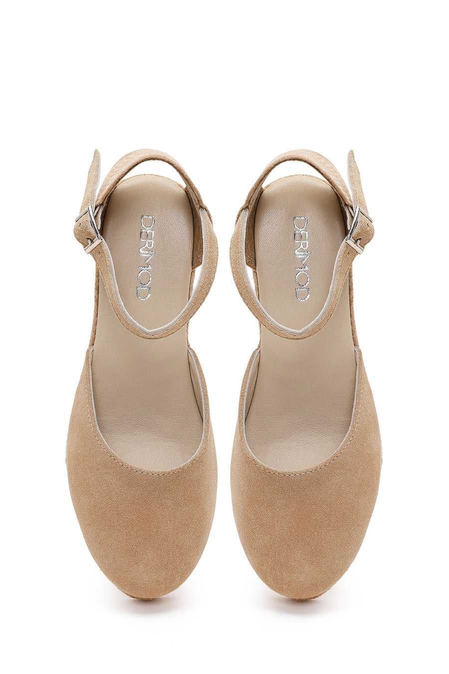Women's Mink Ankle Strap Wedge Heel Suede Leather Espadrille Sandals
