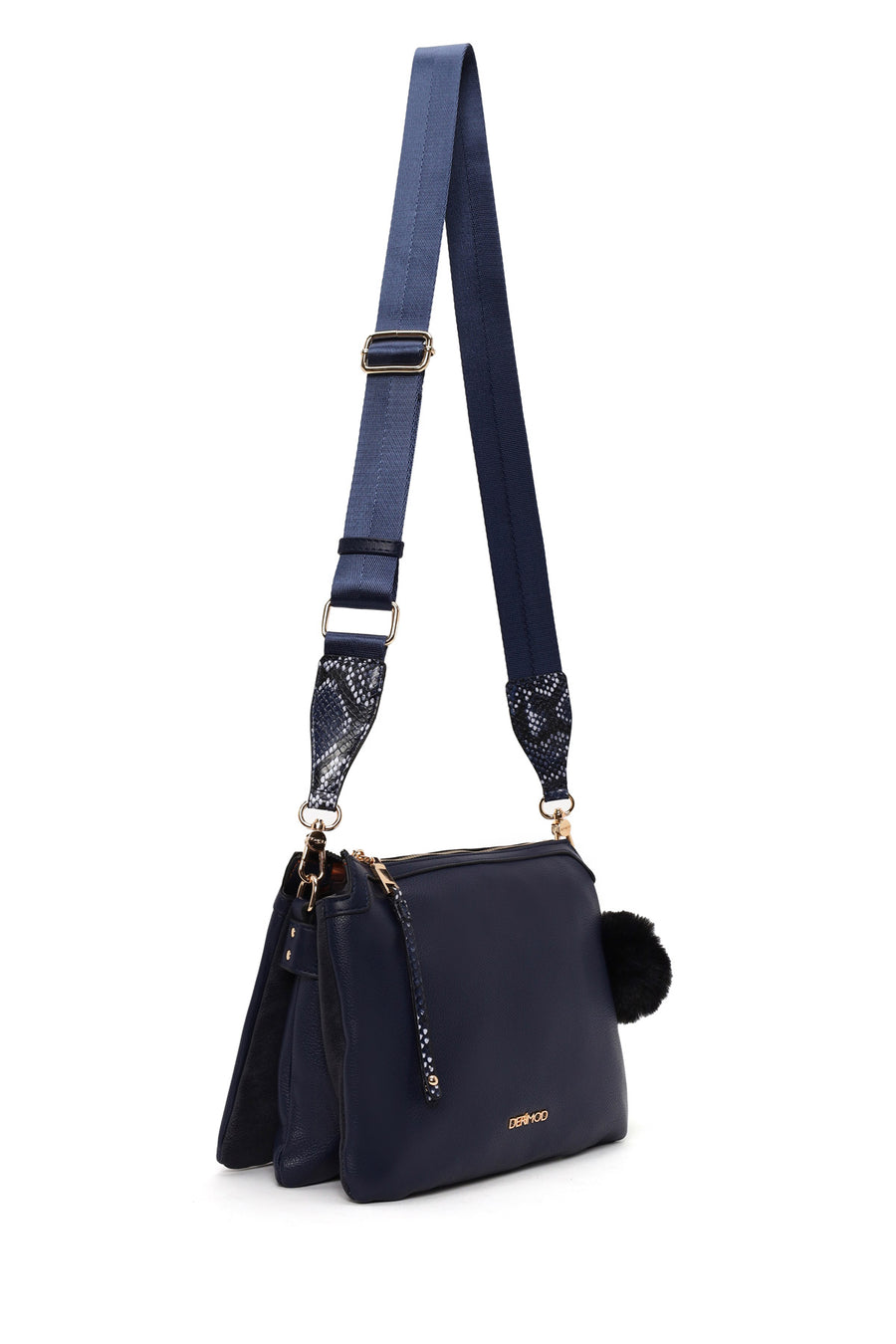 Woman Navy Crossbody Bag with Accessory Details