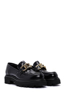 Women's Black Patent Leather Buckle Casual Loafer | Derimod