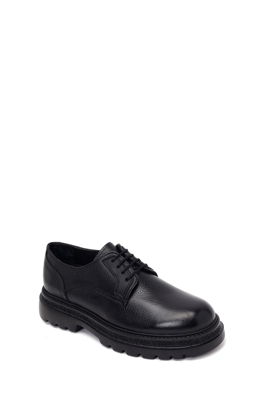 Male Black Lace-Up Leather Casual Shoes