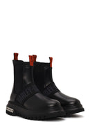Harley Davidson Woman Black Nefud Thick-Soled Leather Chelsea Boots | Derimod