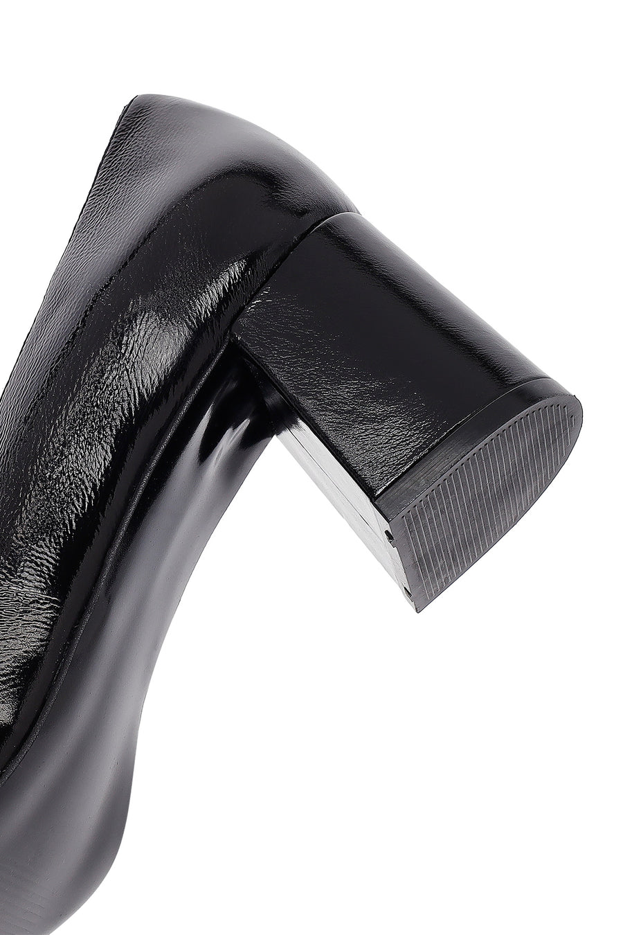 Woman Black Thick-heeled Leather Shoes