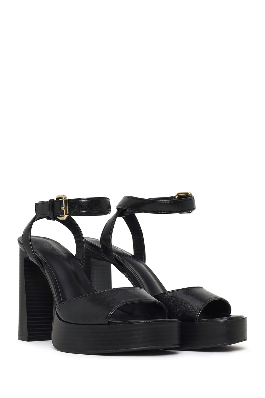 Woman Black Platform Thick High-Heeled Sandals