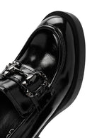 Woman Black High Thick-Heeled Patent Leather Leather Masculine Loafer | Derimod