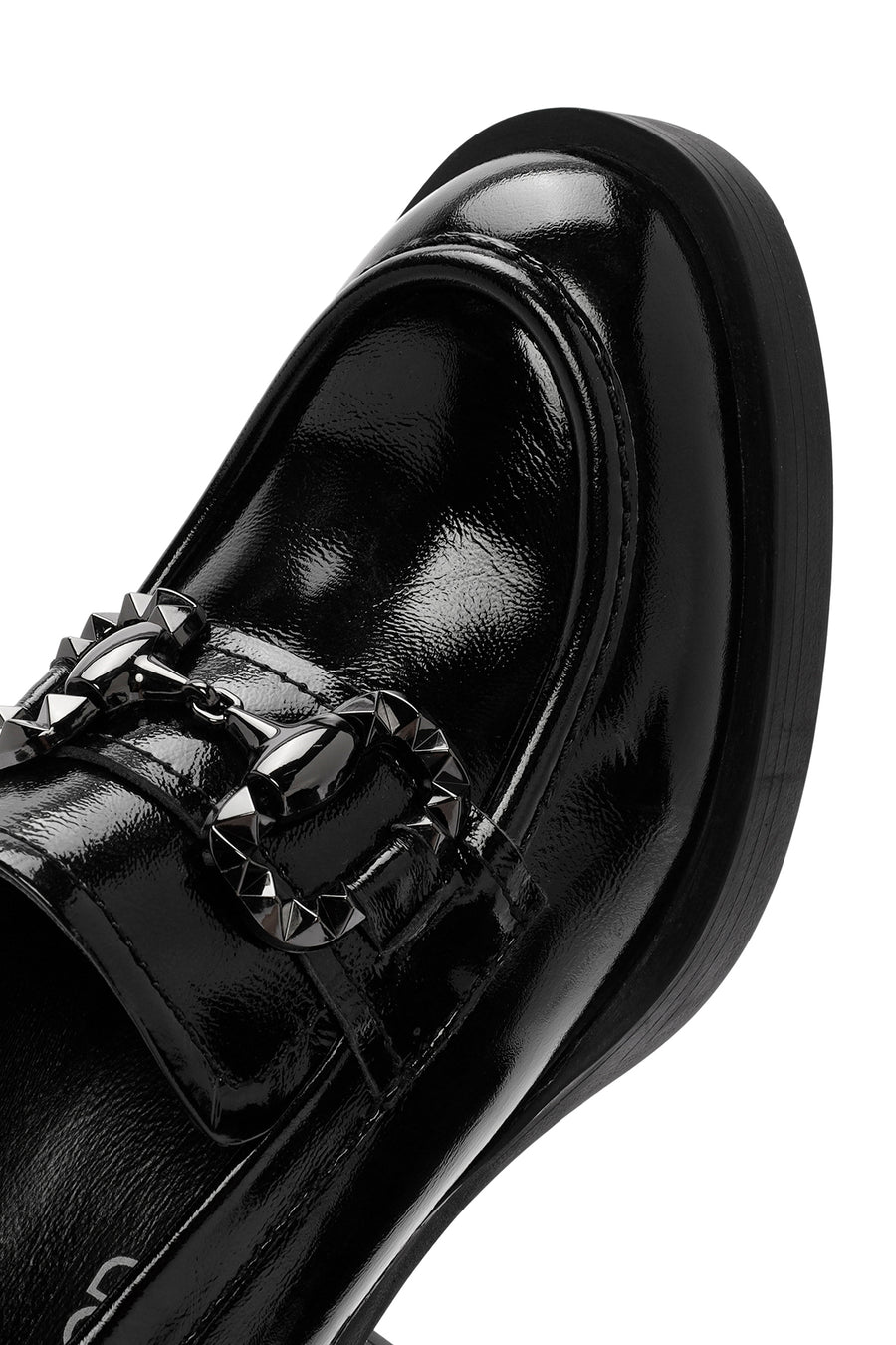 Woman Black High Thick-Heeled Patent Leather Leather Masculine Loafer