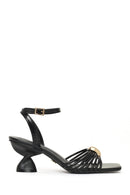 Woman Black Ankle Buckled Chunky Heeled Sandals | Derimod