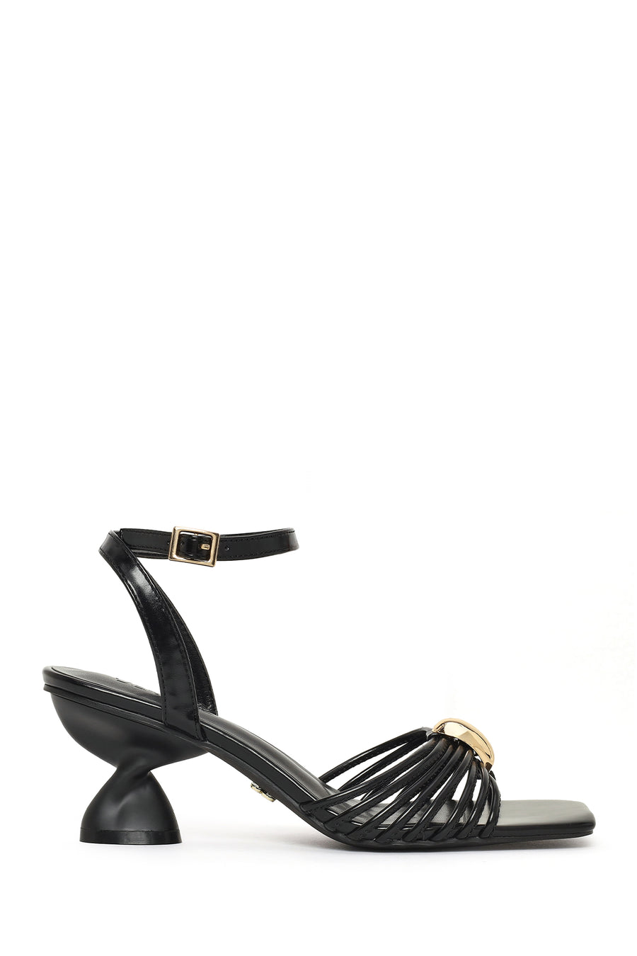 Woman Black Ankle Buckled Chunky Heeled Sandals 26SFE452718 | Derimod