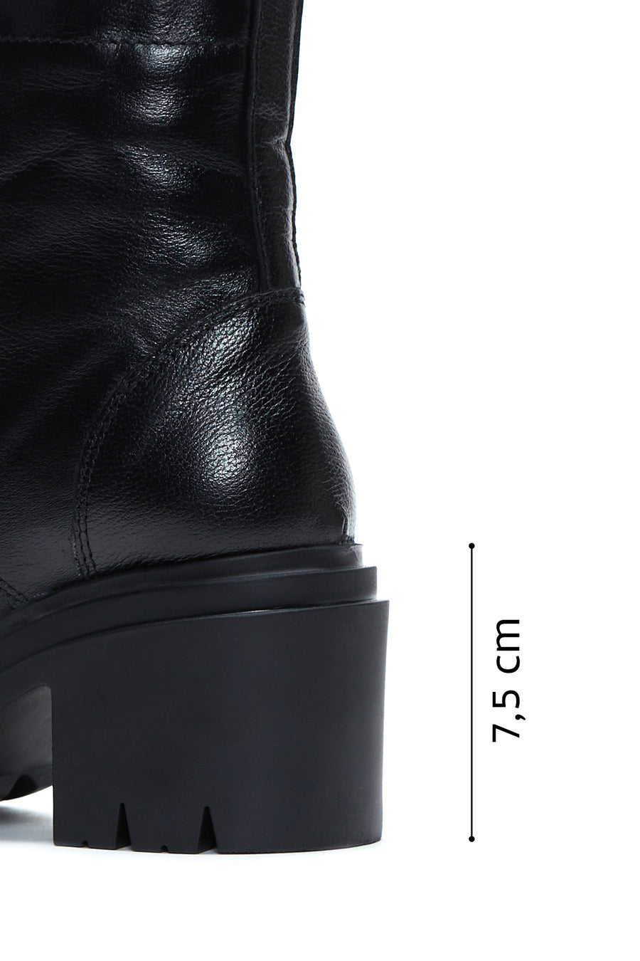 Women's Black Leather Heeled Boots
