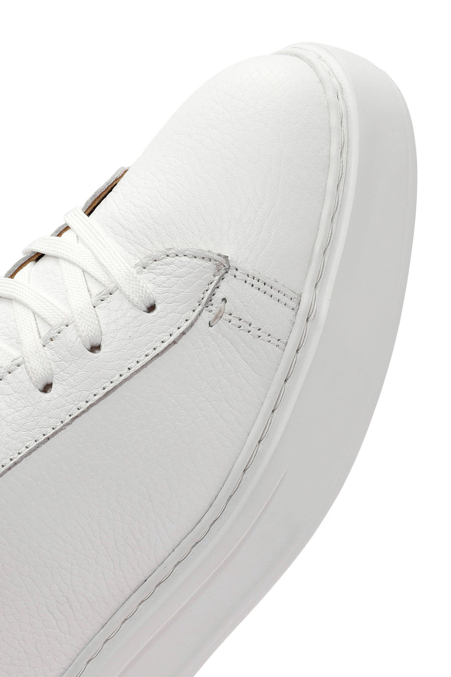 Erkek Beyaz Bağcıklı Deri Sneaker