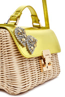 Women's Yellow Accessory Long Strap Straw Crossbody Bag | Derimod