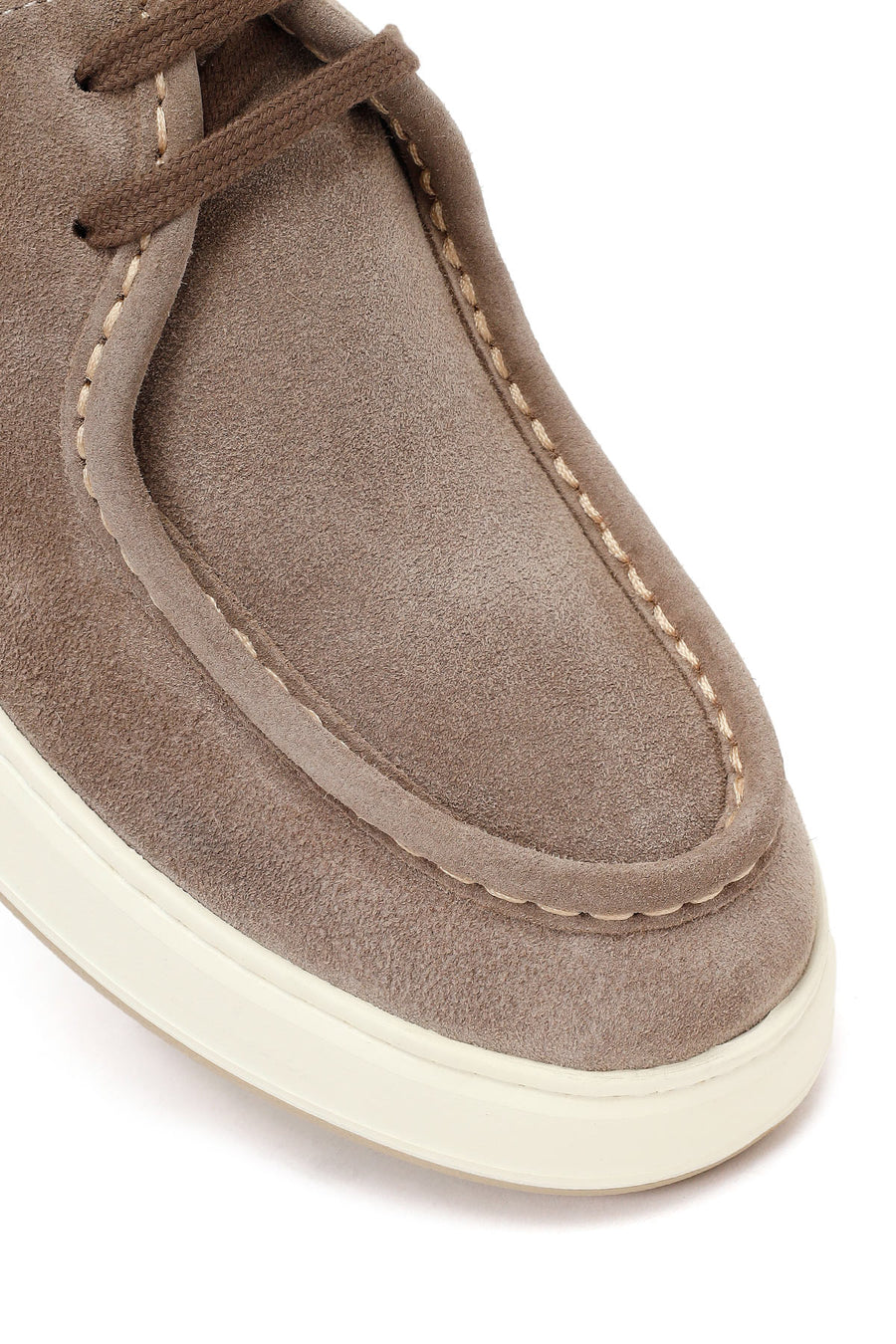 Male Beige Lace-Up Thick-Soled Suede Leather Casual Shoes