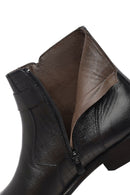 Men's Black Zippered Buckle Detail Leather Classic Boat | Derimod