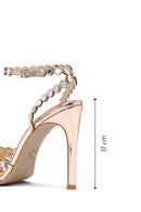 Women's Gold Stone High Thin Heel Sandals | Derimod