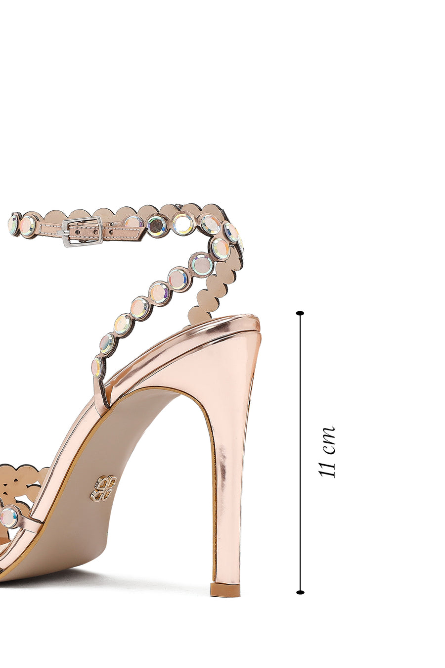 Women's Gold Stone High Thin Heel Sandals