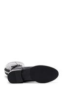 Woman Black Zippered Buckle Detail Leather Boot | Derimod