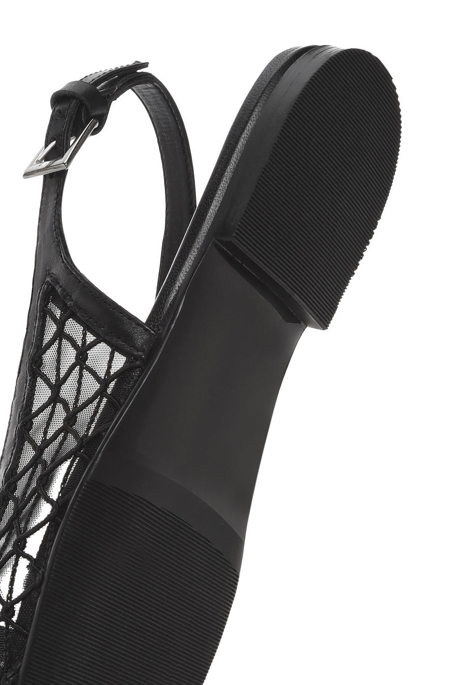 Women's Black Open Back Patterned Ballerinas