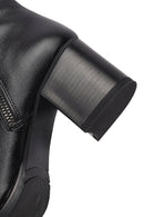 Woman Black Zip Closure Chunky-Heeled Boots | Derimod