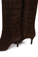 Woman Brown Thin-Heeled Leather Boots | Derimod