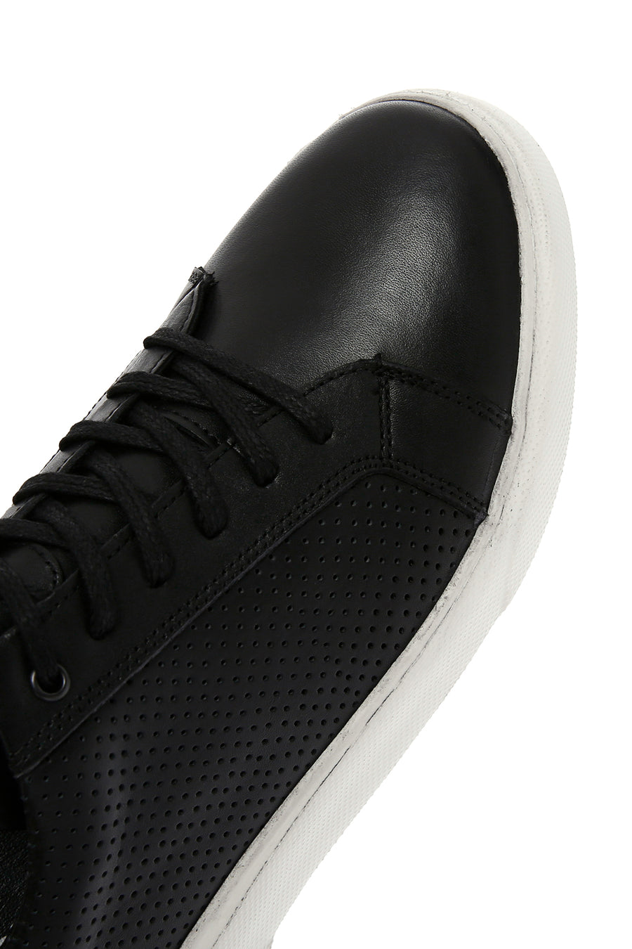 Erkek Siyah Bağcıklı Deri Sneaker