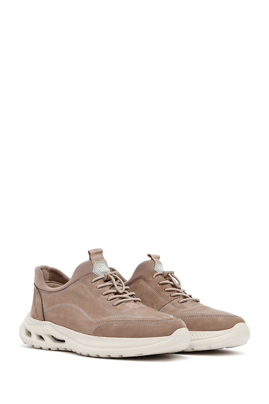 Erkek Vizon Bağcıklı Nubuk Deri Sneaker