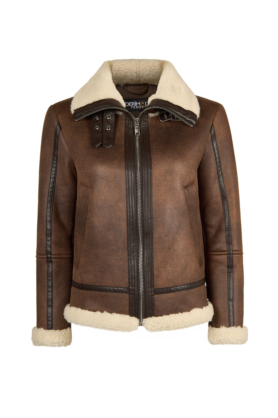 Iceland Woman Brown Fur Collar Teddy Coats 26WGP5690FF | Derimod