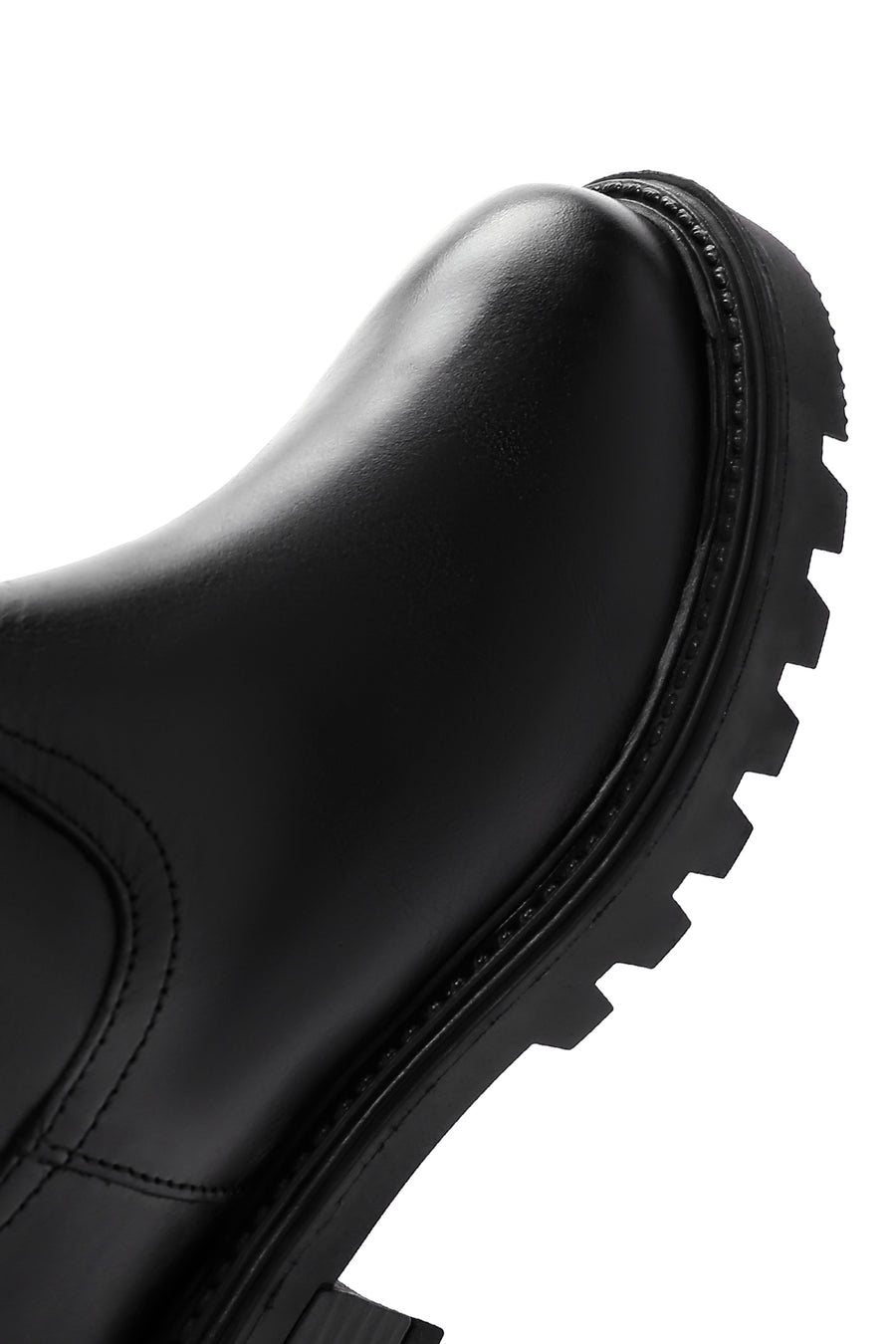 Women's Black Thick Soled Casual Leather Boots