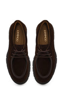 Woman Brown Lace-Up Thick-Soled Suede Casual Shoes | Derimod