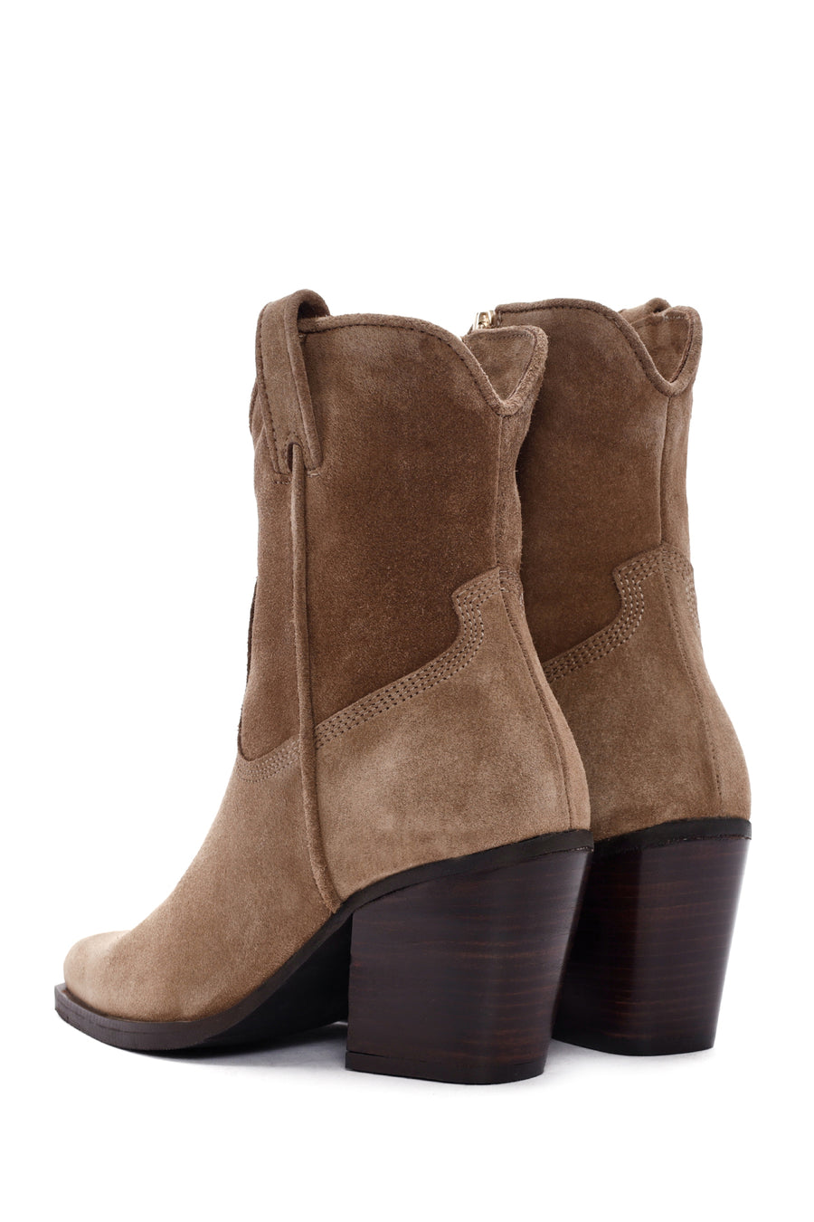 Women's Tan Zippered Suede Leather Cowboy Boots