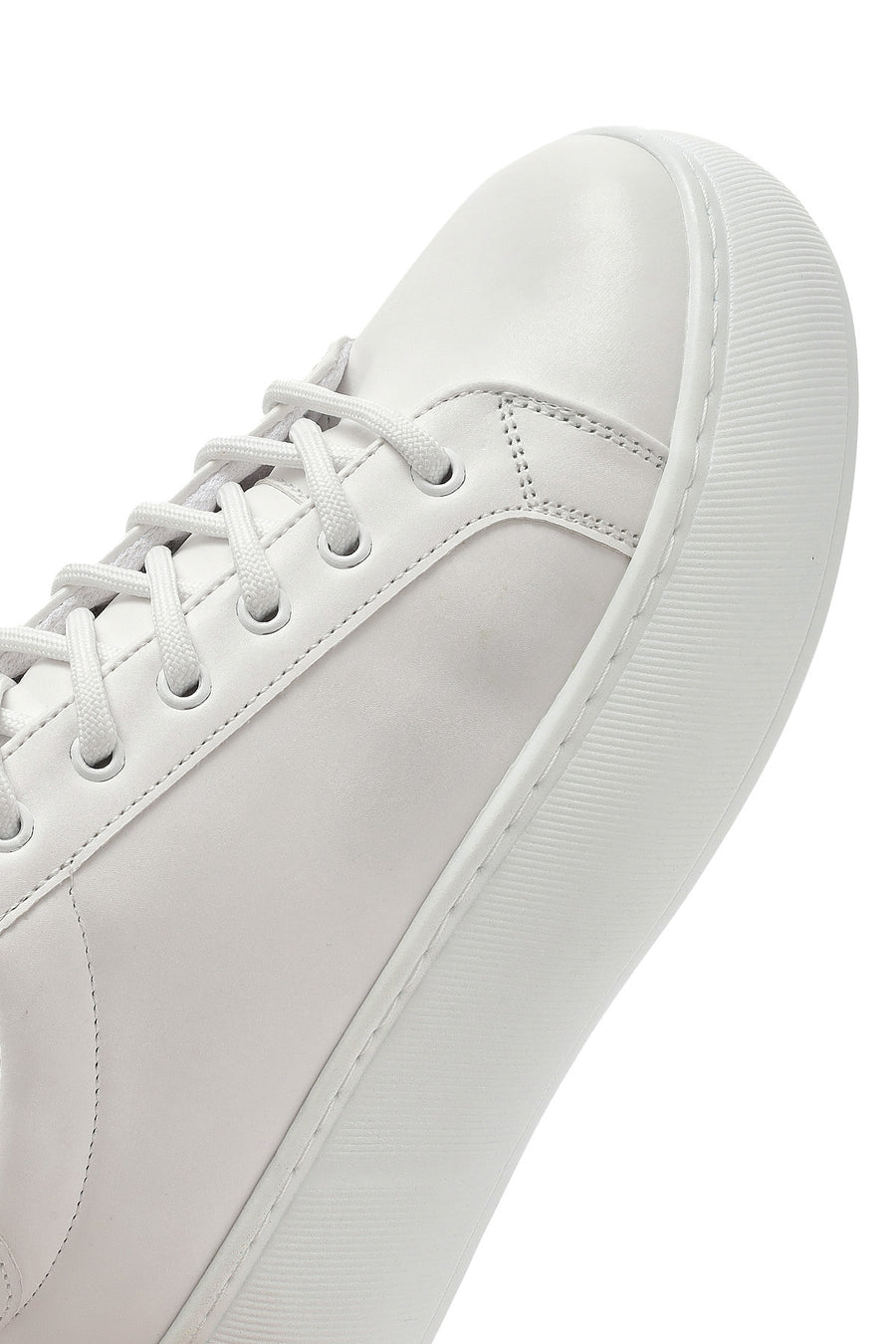 Women's White Lace-Up Thick Soled Sneaker