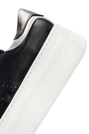 Women's Black Lace-up Thick-Sole Leather Sneaker | Derimod